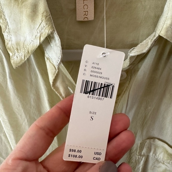 Pilcro Anthropologie liquid stone wash yellow green button down boho size S NWT - Picture 7 of 11